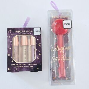 NEW Profusion Cosmetics Lips on the Go Lip Gloss & Lolligloss Lip Balm Sealed